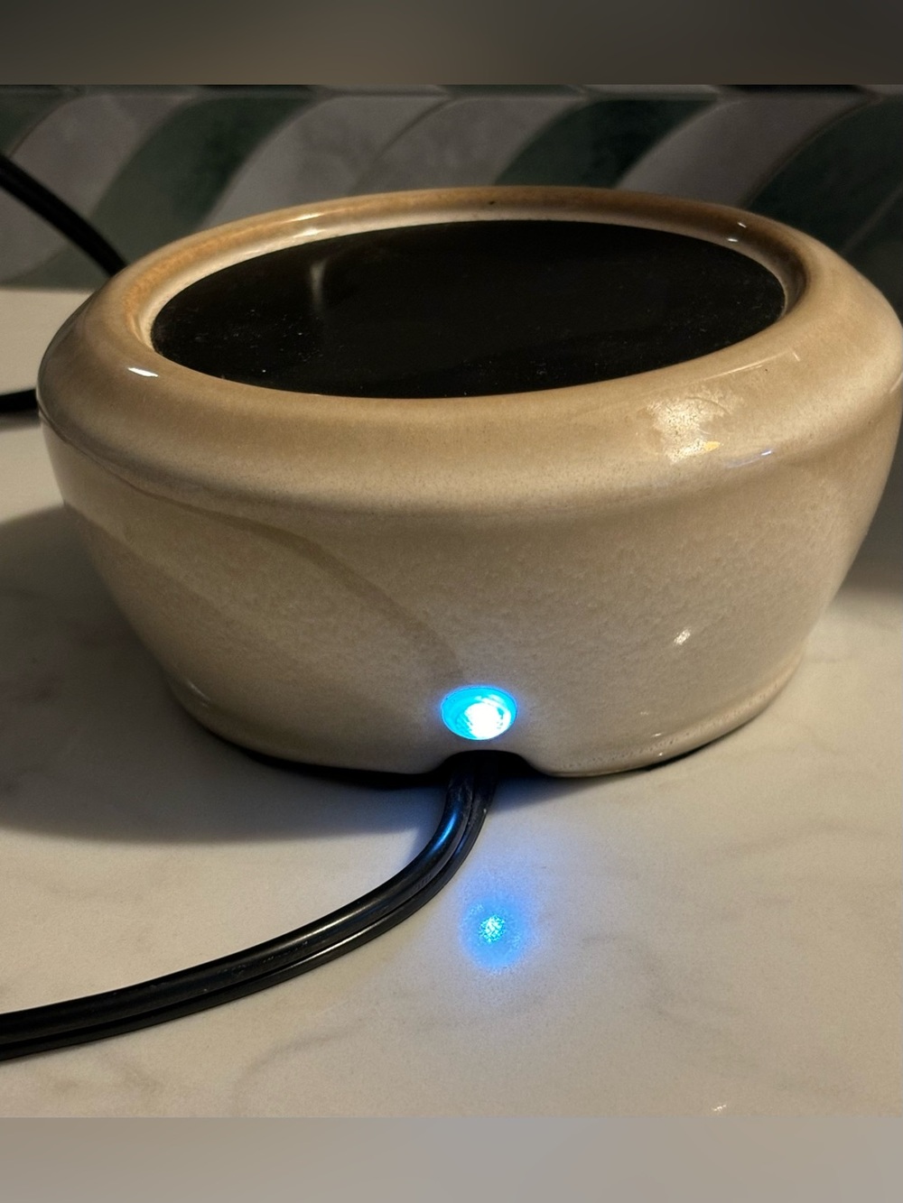 Ceramic Candle Warmer with Blue LED Indicator